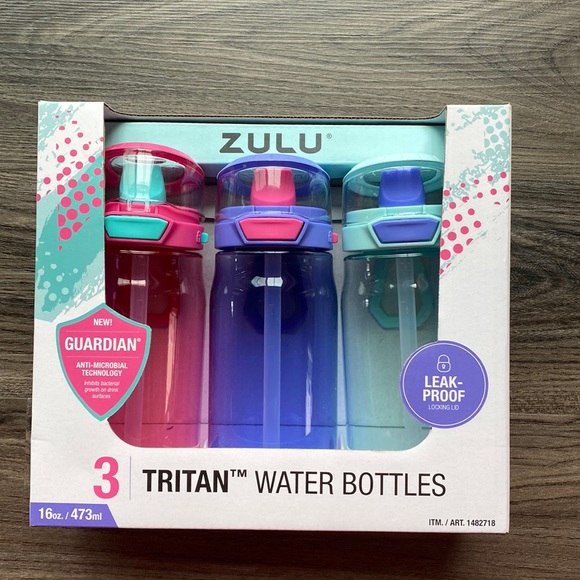 ZULU Other - ZULU leakproof TRITAN 3-pack water bottle, NWT